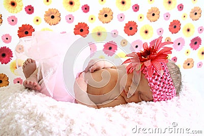 Newborn girl sleeping Stock Photo