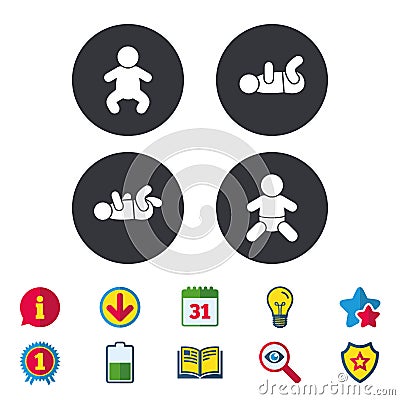 Newborn icons. Baby infants symbols. Vector Illustration