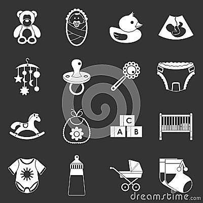 Newborn icons set grey vector Vector Illustration