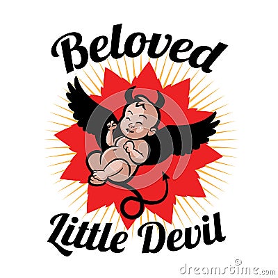 Newborn little baby - demon, devil or old nick Vector Illustration