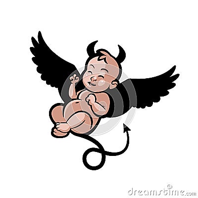 Newborn Little Baby - Demon, Devil Or Old Nick Stock Vector - Image ...