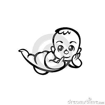 Newborn little baby smiling Vector Illustration