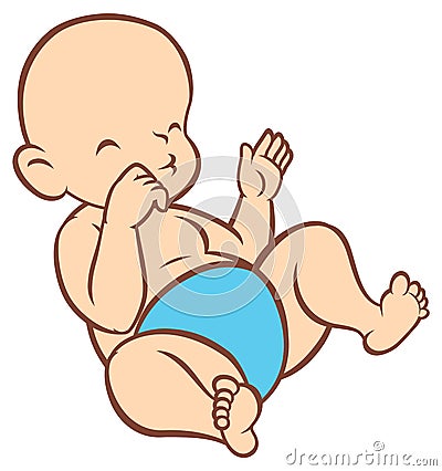 Newborn little baby smiling Vector Illustration