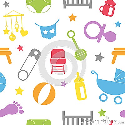 Newborn Seamless Pattern Vector Illustration