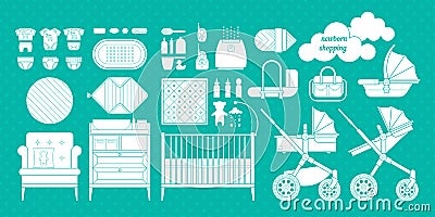 Newborn shopping boy 1 Vector Illustration