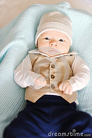 Newborn tiny gentleman Stock Photo