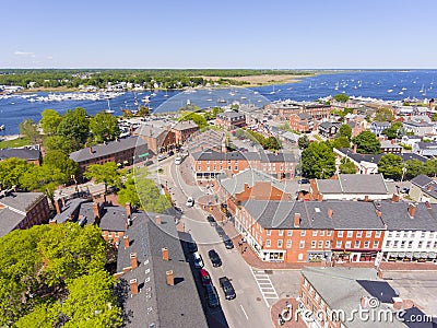 Newburyport historic downtown aerial view, MA, USA Stock Photo