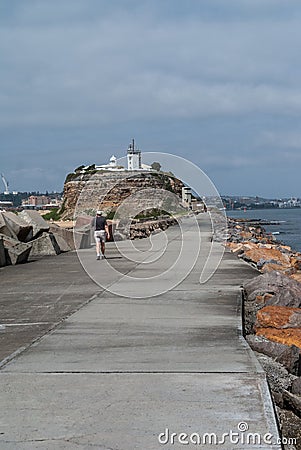 Nobbys breakwater dam in Newcastle, Australia Editorial Stock Photo