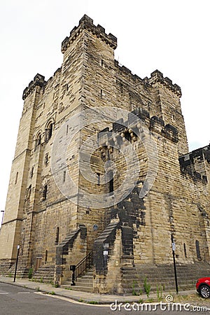 Newcastle Castle exterior - famous castle in Newcastle upon Tyne Editorial Stock Photo