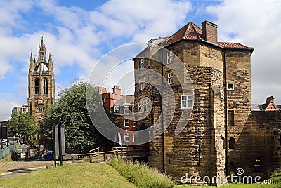 Newcastle Cathedral and Black Gate in Newcastle, UK Stock Photo
