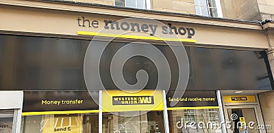 The outside of The Money Shop, a pawnbroker in Newcastle, UK Editorial Stock Photo