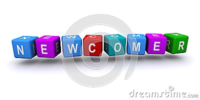 Newcomer word block on white Stock Photo