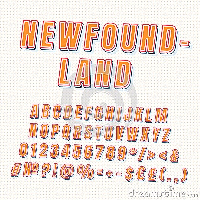 Newfoundland vintage 3d vector alphabet set Vector Illustration