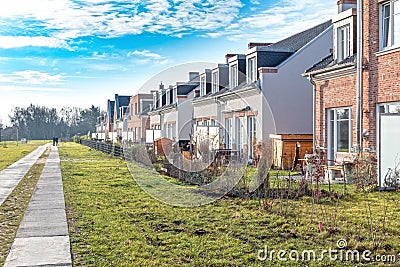 newly built houses in row Stock Photo