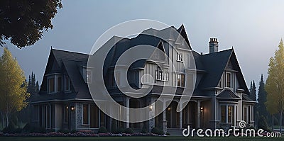 newly built luxury home exterior large modern house Stock Photo