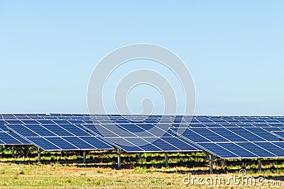 Newly constructed solar panel farm Stock Photo