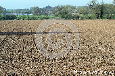 Newly plowed or ploughed land. Stock Photo