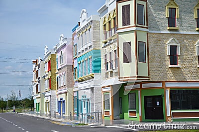 Newly developed colorful shop house at Kampar Perak Editorial Stock Photo