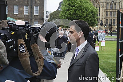 Newly elected Edward Miliband being interviewed Editorial Stock Photo