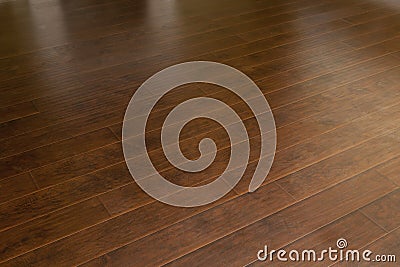 Newly Installed Brown Laminate Flooring in Home Stock Photo