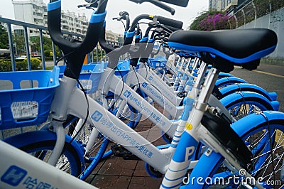 The newly launched hello bike is on the street as a shared bike, providing convenience for people in need, and can ride without de Editorial Stock Photo