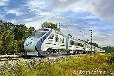 Newly launched modern Vande bharat express train by Indian railways Editorial Stock Photo