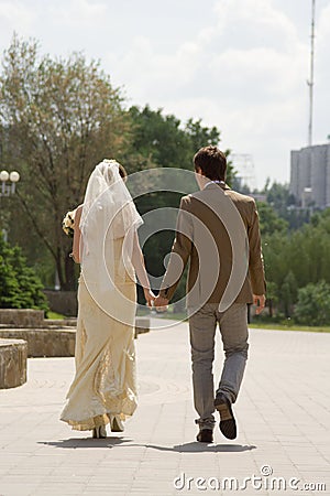 Newly-married couple Stock Photo