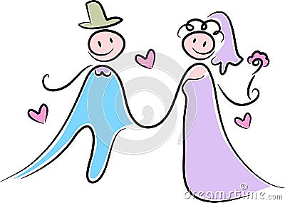 Newly married couple Vector Illustration