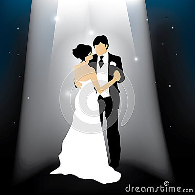 Newly married couple silhouette Stock Photo