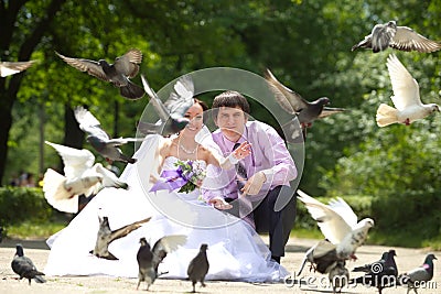 Newly-married couple Stock Photo