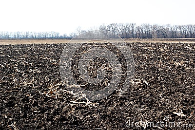 Newly plowed field ready for new crops Stock Photo
