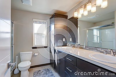 Newly renovated bathroom in apartment building Stock Photo