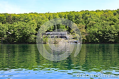 New house and dock on Walloon Lake Stock Photo