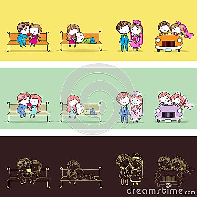Newly Wed Couple Vector Illustration