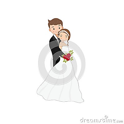 newly couple got married happily and giving photoshoot pose using vector art illustration art Cartoon Illustration