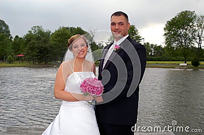 Newlywed bride and groom Stock Photo