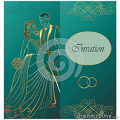 Newlyweds. Wedding invitation. Vector Illustration