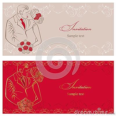 Newlyweds. Wedding invitation. Vector Illustration