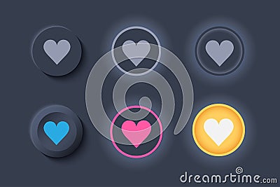 Newmorphic UI like buttons light set Vector Illustration