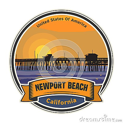 Newport Beach, California, United States Vector Illustration