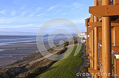 Newport Oregon lodging with a view. Stock Photo