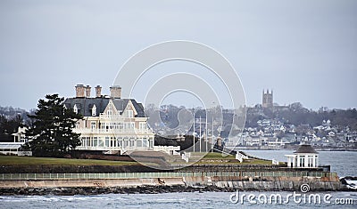 Newport Rhode Island Mansion and Cliff Walk Editorial Stock Photo