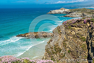 Newquay beach in North Cornwall Stock Photo