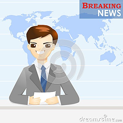 News announcer telling news in studio Vector Illustration