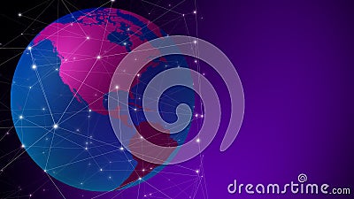 News backdrop globe lines connecting rotating world in abstract triangle grid global report on interconnected news and worldwide Stock Photo