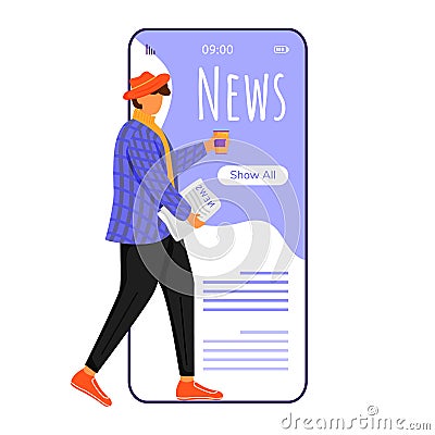 News cartoon smartphone vector app screen Vector Illustration