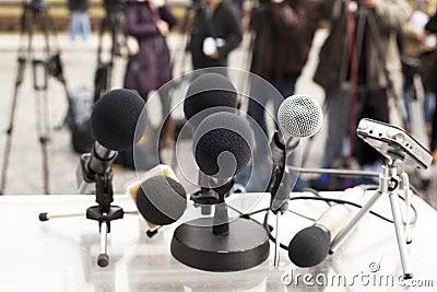 News conference Stock Photo