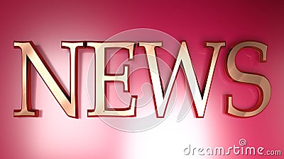 NEWS in copper letters on red metallic surface - 3D rendering illustration Cartoon Illustration