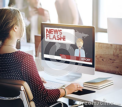 News Flash Announcement Breaking News Report Concept Stock Photo