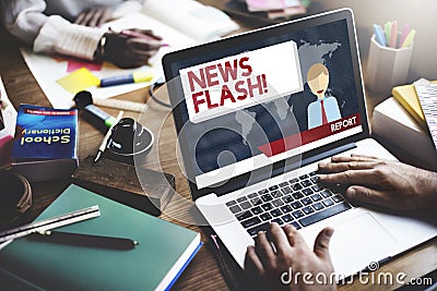 News Flash Announcement Breaking News Report Concept Stock Photo